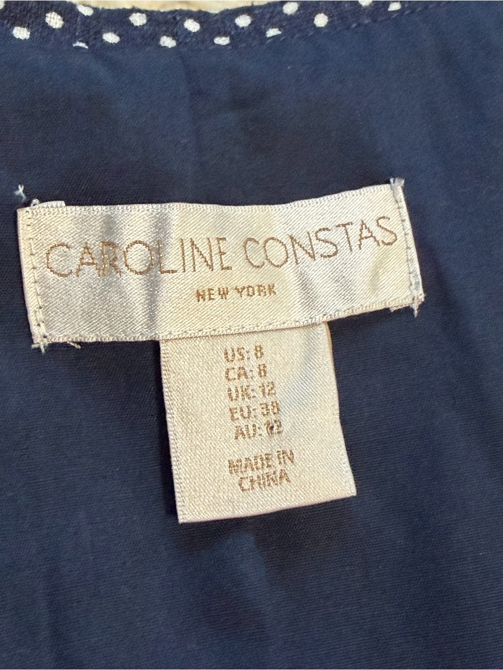 Caroline Constas Navy Blue & White Polka Dot Mini Dress - Size 8 - Picture 6 of 7
